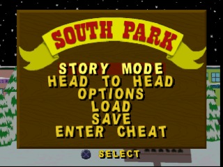 South Park title screen for Playstation